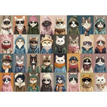Imagem de Quebra-cabeça Hiwhy, 1000 peças, gatos elegantes na moda