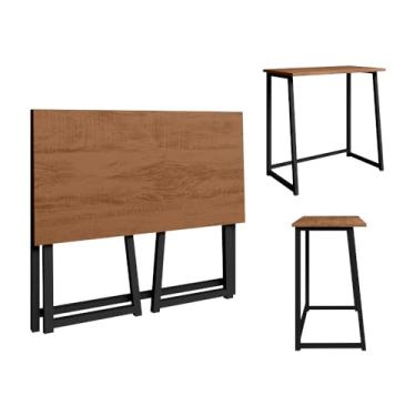 Imagem de Escrivaninha mesa multiuso dobravél estudo trabalho (Preto/Canela Rústico)