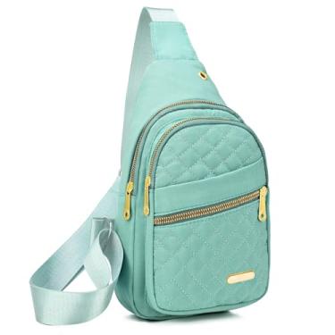 Imagem de Aisijimo Bolsa tiracolo pequena para mulheres e homens, mochila tiracolo casual, Verde-8003, Small, Mochilas Sling