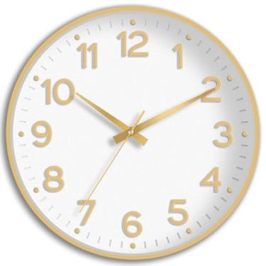 Imagem de Roymnie Relógio de parede verde, relógios de parede silenciosos de 25 cm operados por bateria - relógio analógico moderno sem tique-taque decorativo para cozinha, quarto, escritório, banheiro (ouro