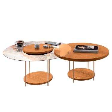 Imagem de Mesa De Centro Para Sala Pés Metálicos Kit 2 Mindy H01 Cinamomo - Mpozenato