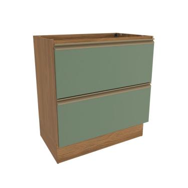 Imagem de Balcão 2 Gavetas Kappesberg Celeste 100% Mdf Nogueira/ Verde Oliva 80cm