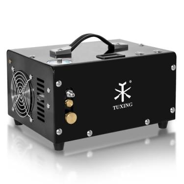 Imagem de TUXING PCP Compressor de ar 4500Psi, Auto-Shutoff Oil/Water-Free Bomba de alta pressão, alimentado por casa 220V AC ou carro 12V DC com adaptador (incluído), PCP Air Rifles Paintball Tanque.
