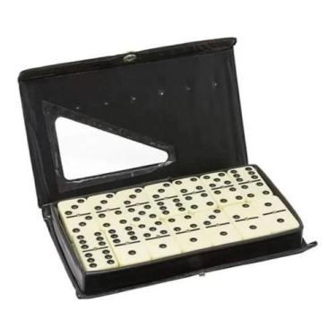 Imagem de Jogo De Dominó 28 Peças Estojo Plástico Pedras Diversão - Art Game