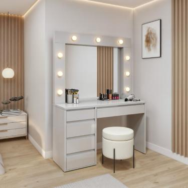 Imagem de Penteadeira Camarim  100% Mdf 184 X 136cm Anne Off White