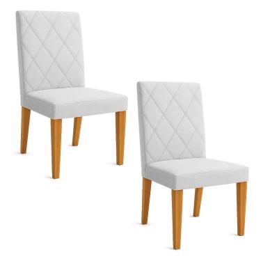 Imagem de Kit 02 Cadeiras de Jantar Estofada Siena Linho Pés Trapézio Castanho - Pallazio