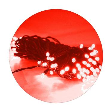 Imagem de Cordão De Lampadas Led Pisca 10 Metros 80L Carregamento Solar Natal Cor:Vermelho