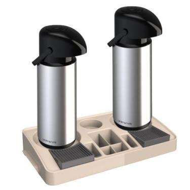 Imagem de Kit 2 Garrafa Térmica Verona 1,8 L Inox + 1 Bandeja Organizadora Servi