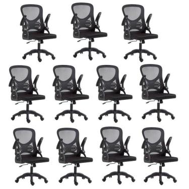 Imagem de Kit com 10 Cadeira Escritório Diretor Office Columbus com Tela Mesh Preto