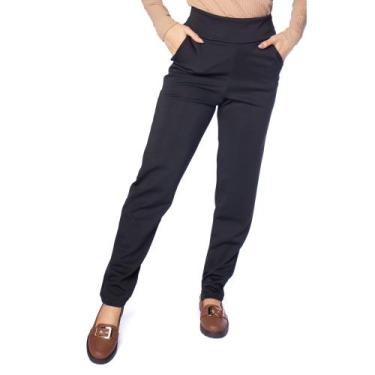 Imagem de Calça Feminina Bruna e Bia Reta Alfaiataria Preto, Preto, G