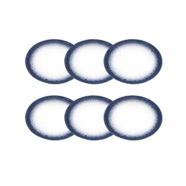 Imagem de Jogo 6 Pratos de Sobremesa em Porcelana Branco e Azul 20cm BM0010 BTC