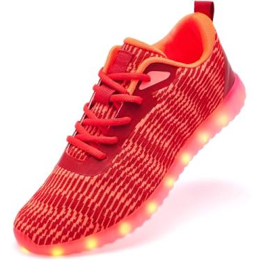 Imagem de HONGGUOZI Sapatos iluminados para mulheres e homens, tênis de LED com carregamento USB unissex adulto brilhante festa sapatos de dança legal, Vermelho, 40/41 BR