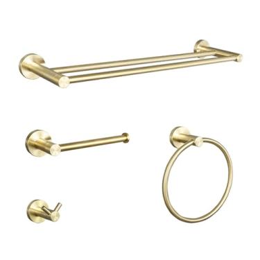 Imagem de Conjunto de banheiro de aço inoxidável escovado - Toalha e saboneteira - Kit de ferragens, conjunto de 4 peças