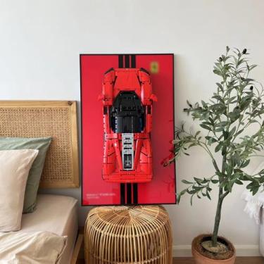 Imagem de iLuane Display Wallboard for Lego Technic Ferrari Daytona SP3 42143 Race Car Model Building Kit, Adult Collectibles Wall Mount, Home or Office Décor, Pinstriped (No Car Included)