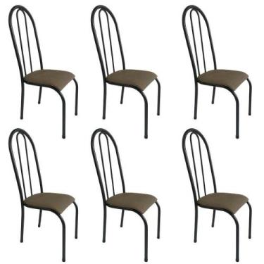 Imagem de Kit 6 Cadeira Sala Jantar Aço Tubolar Cozinha material sintético Junco