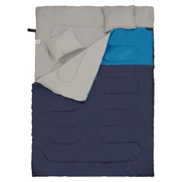 Imagem de Elevon Saco de dormir duplo com 2 travesseiros para adultos, saco de dormir queen size GG, impermeável, compacto com saco de compressão, sacos de dormir para 2 pessoas para 3 a 4 estações de