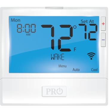 Imagem de PRO1 IAQ Termostato Wi-Fi T855Ish De 8" Com Retroiluminação, Programável Para 7 Dias, Convencional 2H/2C, Bomba Calor 5H/3C, Comutação Automática, Alimentação 24 V, Bloqueio Teclado, Controle Ventil