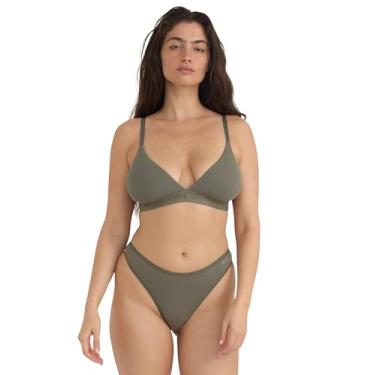 Imagem de Organic Basics Sutiã feminino triângulo de algodão canelado sem aro, Tomilho, XPP