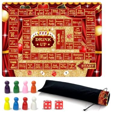 Imagem de Casino Drinking Games, Drink Up Board Games, Casino Rubber Mat Board Interactive with Dice, Fun Party Drinking Game for Game Night, Birthday, Bachelorette, Family Celebrations,2-8 Players, 21+