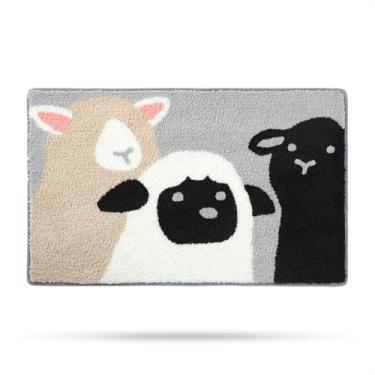 Imagem de Molesun Tapete de banho de ovelha fofo, tapete de banheiro antiderrapante macio tapete de chuveiro engraçado de microfibra absorvente de água tapetes felpudos para quarto de crianças, quarto, cozinha