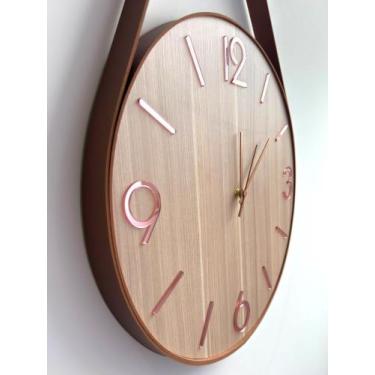 Imagem de Relógio de parede adnet tabaco, cardinais rosé, 3 tamanhos e 3 cores d