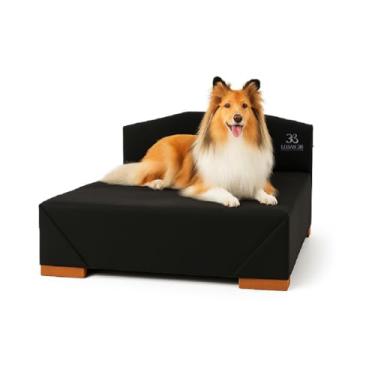 Imagem de Cama Box Pet 100cm para Cachorros de Grande Porte em Suede com Cabeceira (Preto)