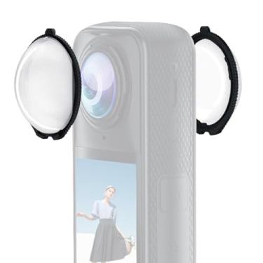 Imagem de TzezFoz Capa protetora de proteção de lente para Insta360 X5, desempenho óptico aprimorado, resistente a arranhões, maior transparência, protetor de lente de vidro temperado, dureza 9H para Insta360