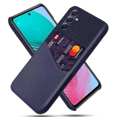 Imagem de Capa para Samsung Galaxy M55,Tela e tampa de couro PU,Anti-deslizante,Resistência à impressão digital,Caso de proteção de 360°com 1 slot de cartão atrás-Blue