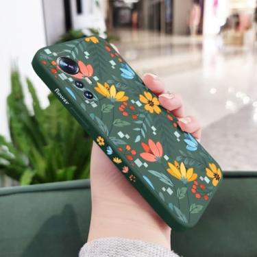 Imagem de Capa de celular com estampa de flores coloridas para Xiaomi 14 14T 13 12 11 Ultra 13T 11T 10T 9T Pro Lite Poco X7 F4 X4 M4 M3 X3 Pro 4G 5G GT, verde escuro 2, para Xiaomi 13T