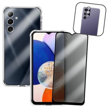 Imagem de Kit Capinha Antishock Transparente + Película Privacidade 3D + Lente Câmera para Galaxy A14 5G