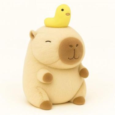 Imagem de Capivara de Pelúcia com Largatinha na Cabeça 27cm  Antialérgica e Fofa