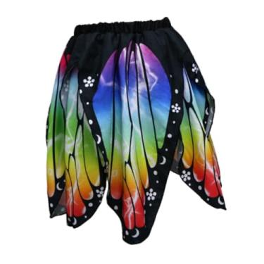 Imagem de UGPLM Fantasia infantil de borboleta, saia de fada, acessórios de cosplay, moda feminina, cintura elástica para eventos de praia, aniversário, Multicolorido