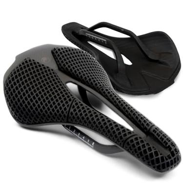 Imagem de Selim de carbono impresso em 3D ultraleve 152 g 250 x 140 mm - selim de carbono 3D com design de estrutura hexagonal em favo de mel - selim de bicicleta de carbono com vazado ergonômico, respirável e