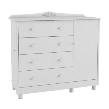 Imagem de Cômoda Infantil Elô New 1 Porta e 4 Gavetas - Móveis Peroba, Branco Br