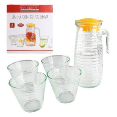 Imagem de Conjunto Jarra de 800ml com 4 Copos de 220ml de Vidro - HAÜSKRAFT