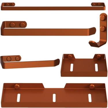 Imagem de Kit Acessórios Para Banheiro 6 Peças Rose Gold UN Plus - Unidas Store