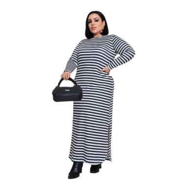 Imagem de Vestido Longo Estampado Feminino Inverno Manga Longa Elegante 2757 - S