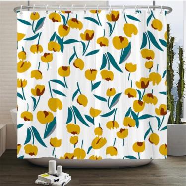 Imagem de Cortinas de chuveiro Flores Cortina de banheiro com ganchos Impressão à prova d'água 180x240cm Tecido de poliéster Tela de decoração de banheiro, DX4208, L210xA180cm