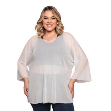 Imagem de Camiseta Blusão Tule Plus Size Fitness Casual-Feminino