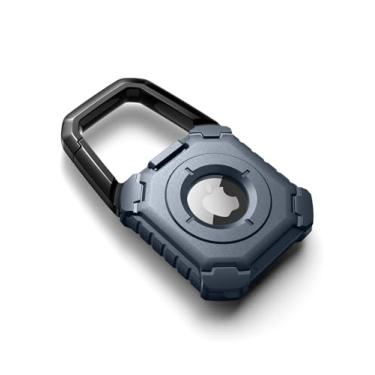 Imagem de Dexnor Capa para AirTag da Apple AirTag, com mosquetão e design de trava, à prova de choque, antiarranhões, com face aberta e borda levantada para AirTag, acessório para chaves, animais de estimação