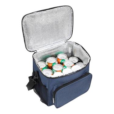 Imagem de Bolsa térmica grande isolada | Lancheira térmica macia com alça de ombro - à prova d'água para bebidas e alimentos para caminhadas, acampamento, viagem, escola, escritórios, pesca ao ar livre, barco