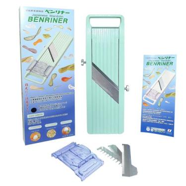 Imagem de Ralador Legumes Mandolin Benriner Cortador Fatiador Verde Gastronomia 