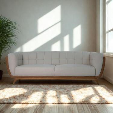 Imagem de Sofá 2 Lugares 180cm Com Pés Em Madeira Linha Premium Compose Em Boucl