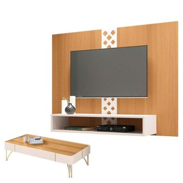 Imagem de Painel para TV Home Suspenso Form com Mesa de Centro Cadenza Cinamomo Off White - HB Móveis