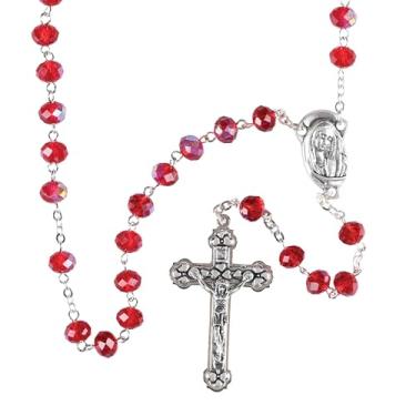 Imagem de Dicksons Colar de terço elegante, crucifixo clássico e medalha milagrosa, contas de oração católica para homens e mulheres – Presente religioso durável e feito à mão, Zinco, Sem Pedra Preciosa