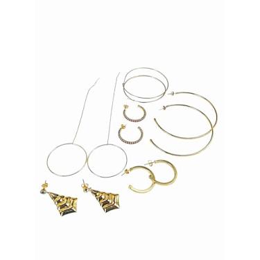 Imagem de Brincos Femininos Dourados Kit 6 Pares Folheados Modelos Variados