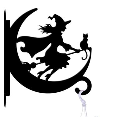 Imagem de peacoblue Ganchos de ferro para pendurar plantas internas ao ar livre, vasos de samambaias, lanterna, alimentador de pássaros, 29,5 x 34,5 cm, suporte de parede de metal resistente ao clima para