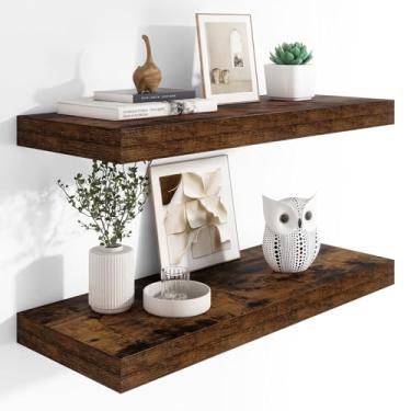 Imagem de Heimlove Prateleiras flutuantes profundas de 30,5 cm, prateleira flutuante longa montada na parede com suportes invisíveis, para decoração de casa, quarto, cozinha, sala de estar, banheiro - pacote