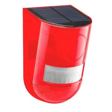 Imagem de Sensor de movimento de alarme solar de som e luz, 110 decibéis, sirene, alerta sonoro e 6 LEDs, alerta de flash, sistema de alarme de segurança estroboscópica para vilas agrícolas (pacote com 1)