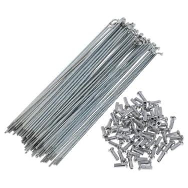Imagem de VekAuto Conjunto de 72 Raios de Bicicleta 14G 160 mm Raios de Roda de Bicicleta Aço Carbono Galvanizado Prateado
